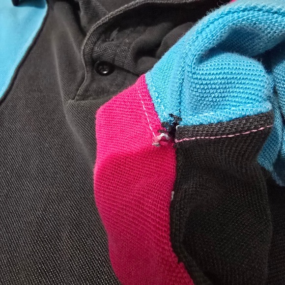 CLIFE VTG‎ Color Block Polo Shirt Cropped Short Sleeve Top Size Large - Picture 5 of 7